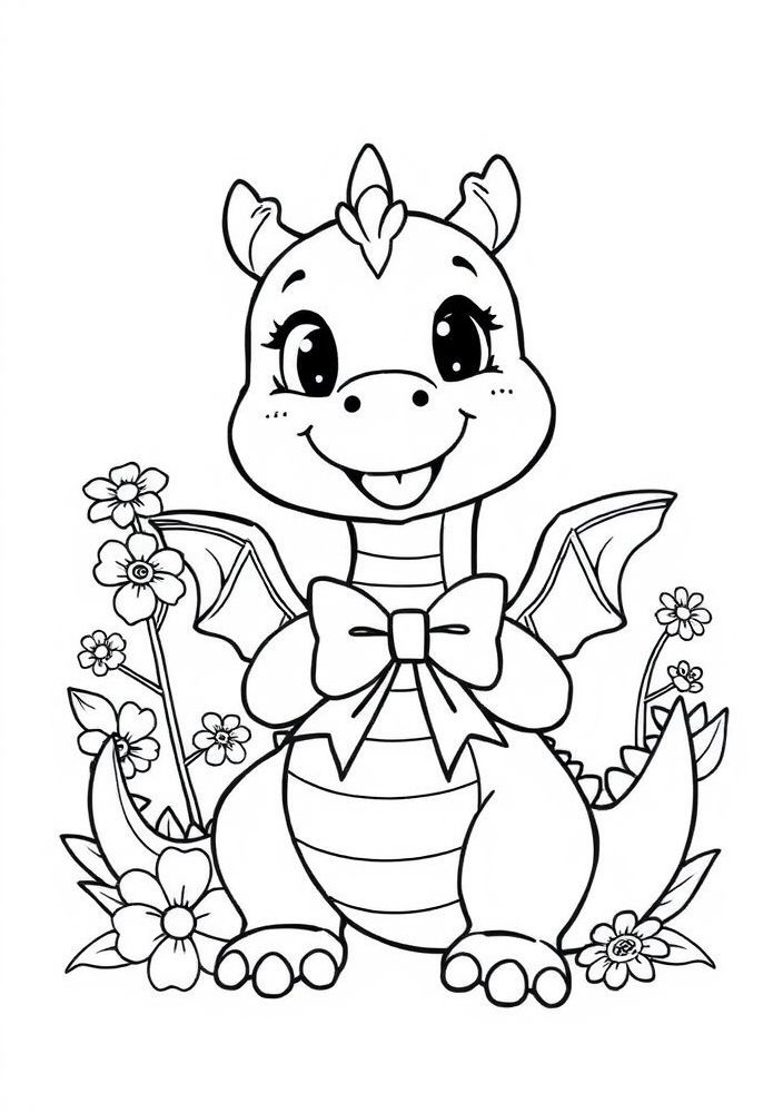 Desenho de Dragão com Laco para colorir