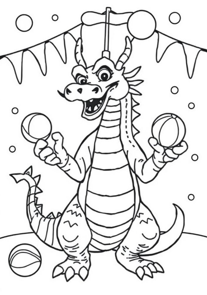 Desenho de Dragão de Circo para colorir