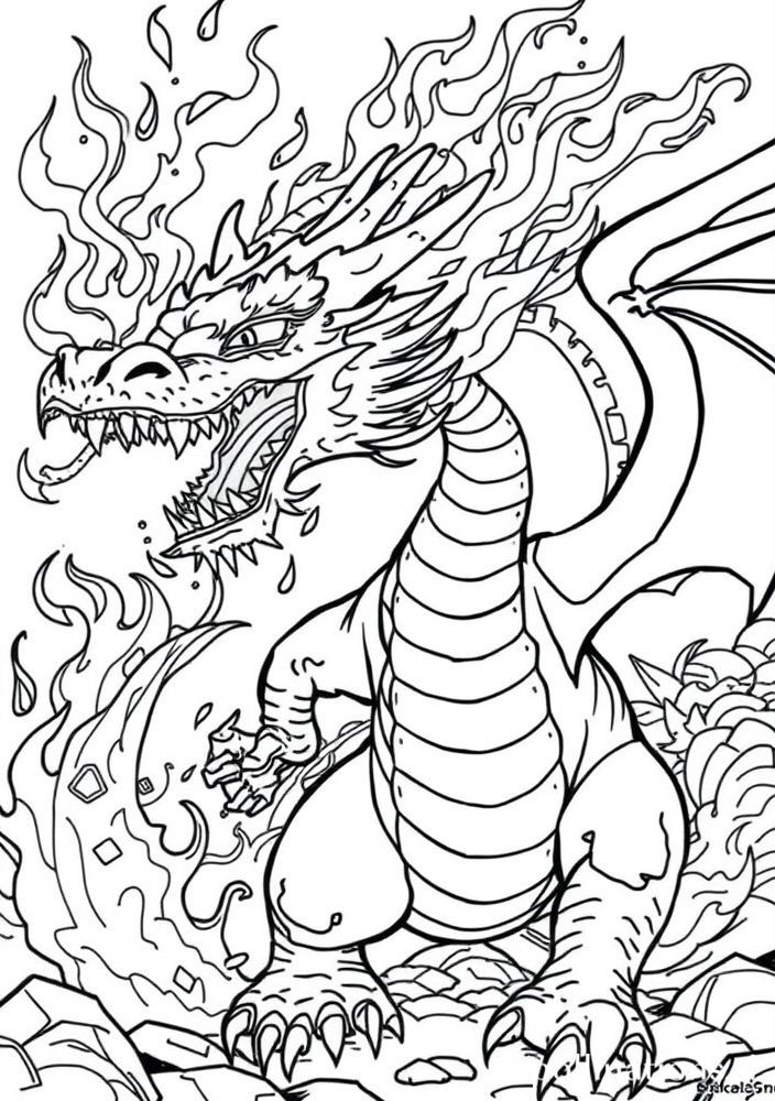 Desenho de Dragão de Fogo para colorir