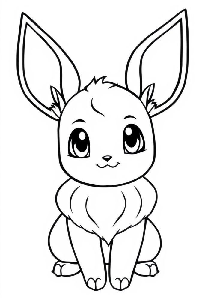 Desenho de Eevee em estilo kawaii para colorir