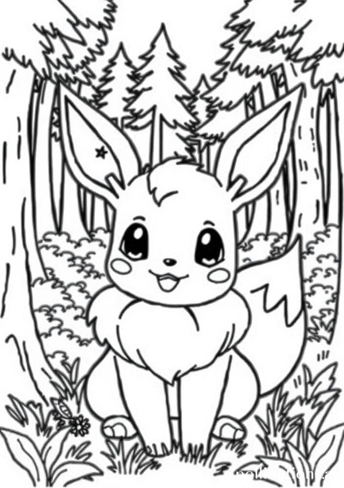 Desenho de Eevee explorando para colorir