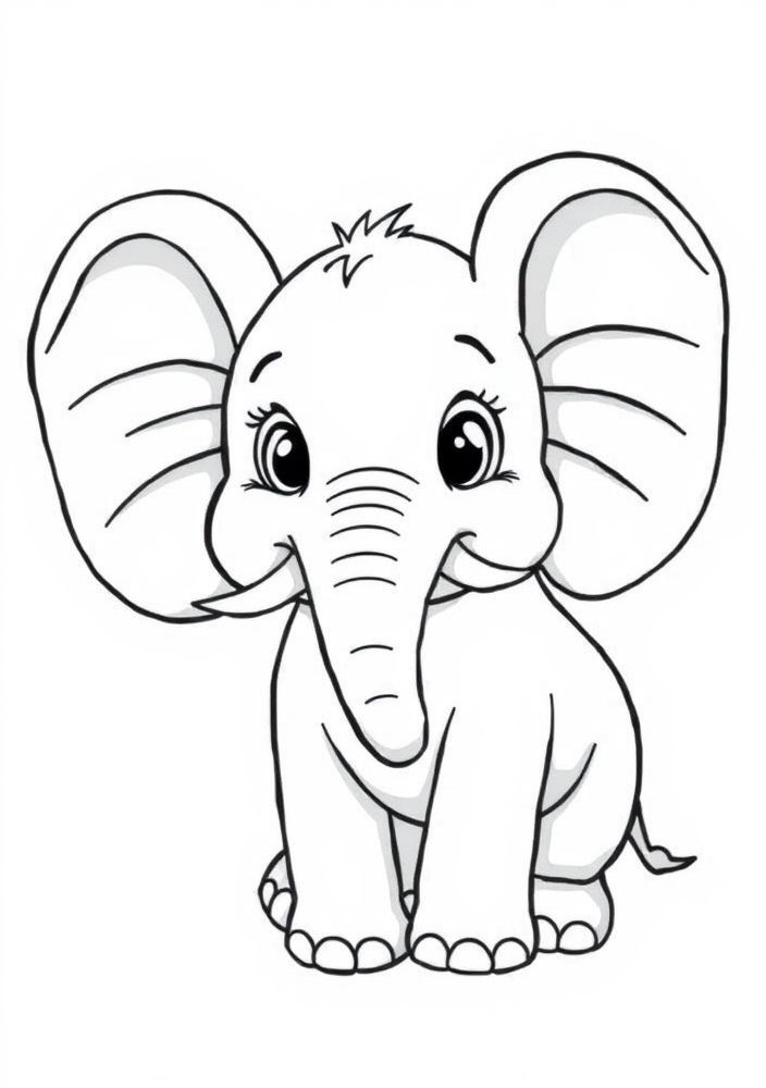 Desenho de Elefante Fofo para Colorir