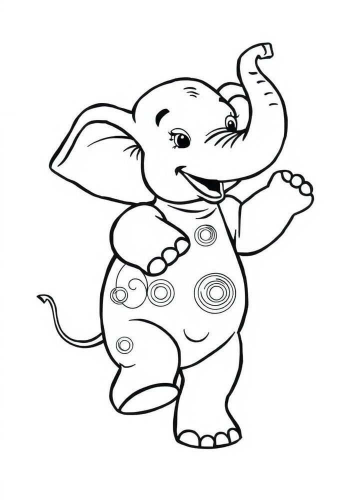 Desenho de Elefante dançando para colorir