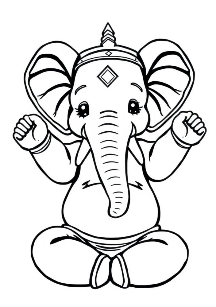 Desenho de Elefante fazendo yoga para colorir