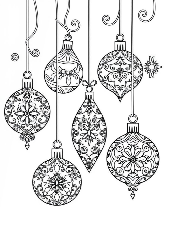 Desenho de Enfeites Natalinos para colorir