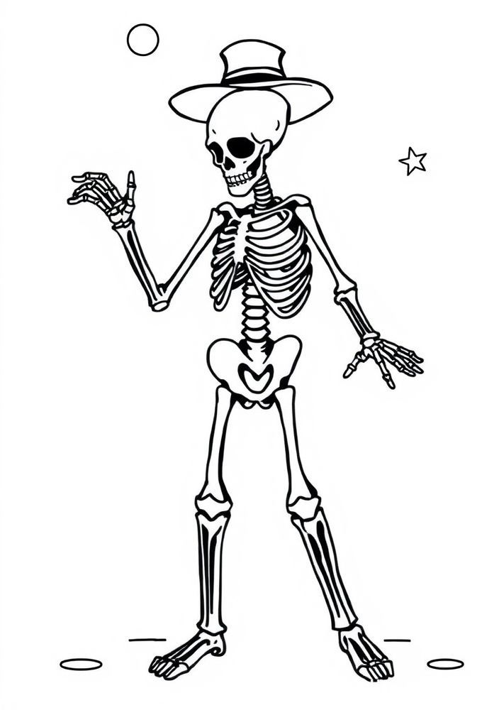 Desenho de Esqueleto dançante para colorir