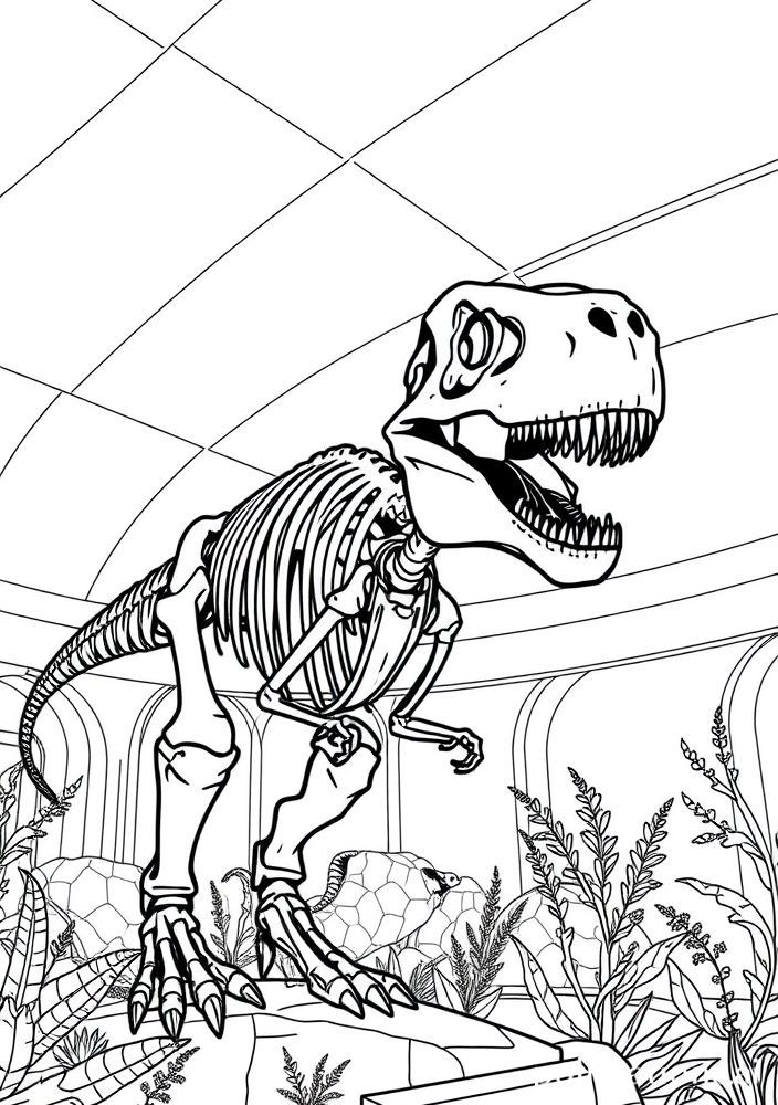 Desenho de Esqueleto de Dinossauro para colorir