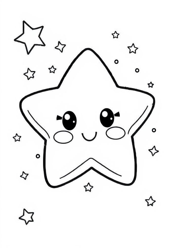 Desenho de Estrela Kawaii para colorir