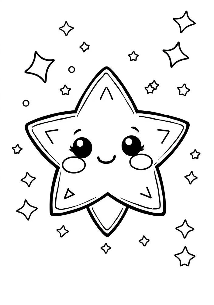 Desenho de Estrela Kawaii para colorir