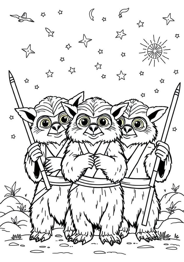 Desenho de Ewoks para colorir
