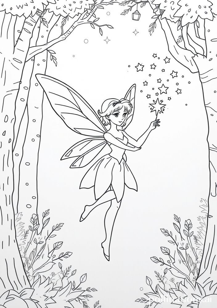 Desenho de Fada com Varinha Mágica para colorir