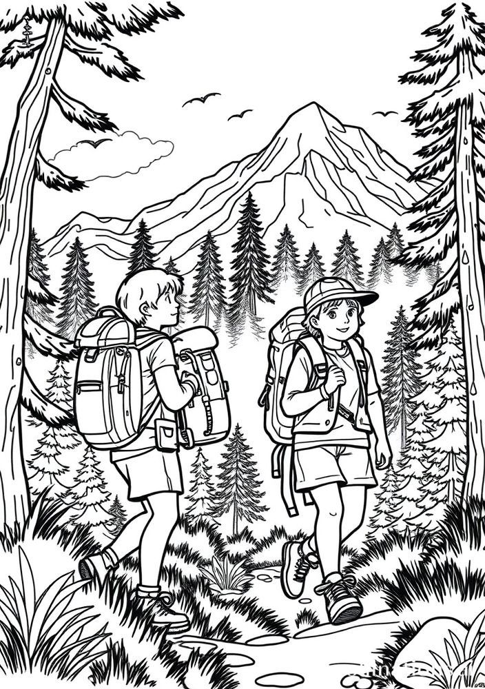 Desenho de Família Explorar a Natureza para Colorir