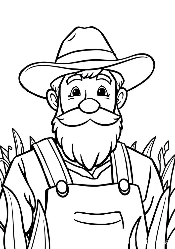 Desenho de Fazendeiro com Chapéu para Colorir