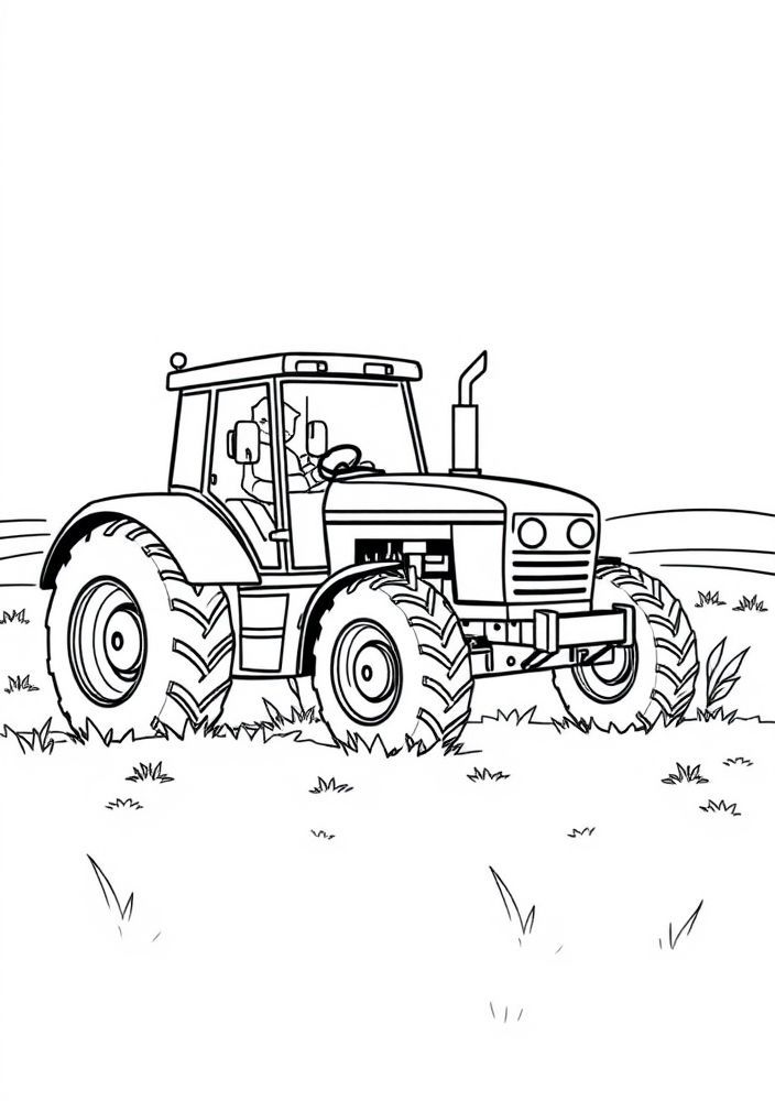 Desenho de Fazendeiro com seu trator para colorir