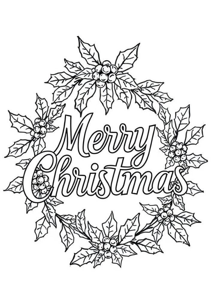 Desenho de Feliz Natal em letras decorativas para colorir