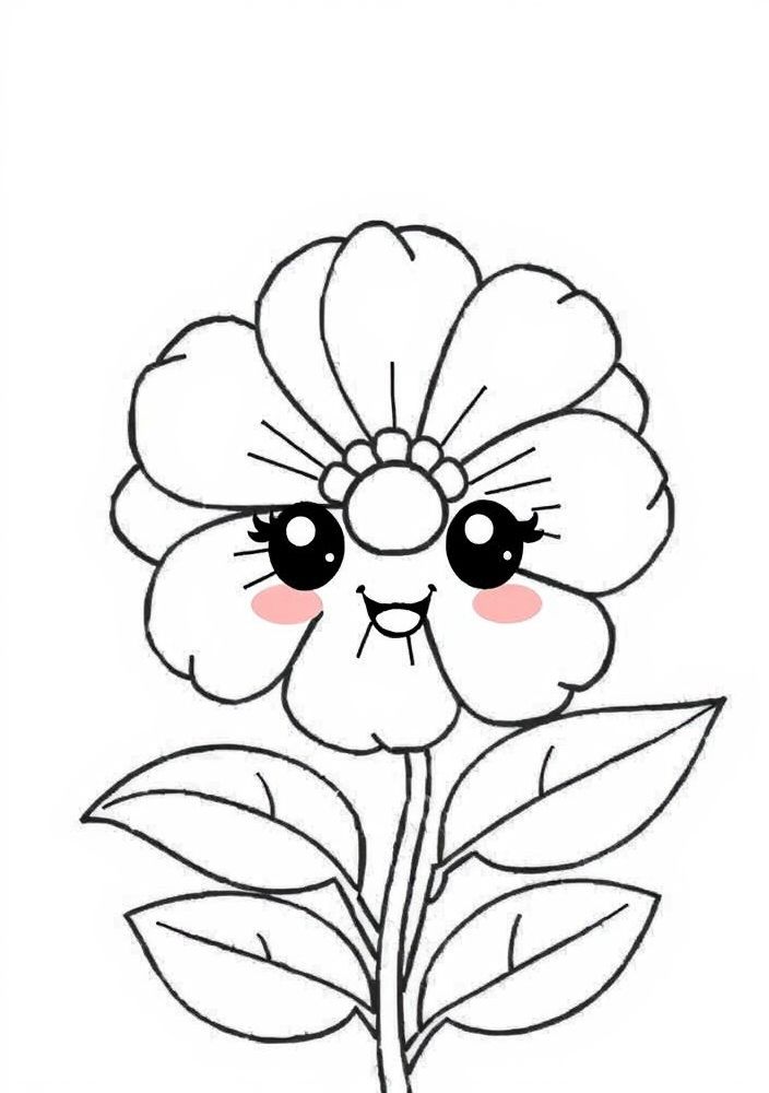 Desenho de Flor Kawaii para colorir