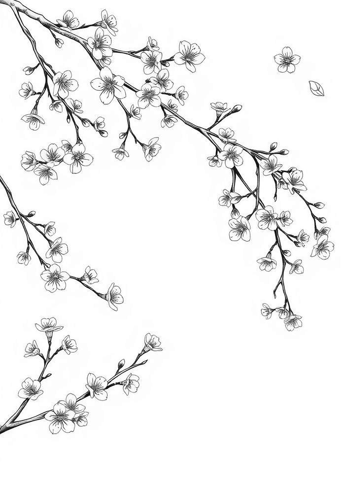 Desenho de Flor de Cerejeira para colorir