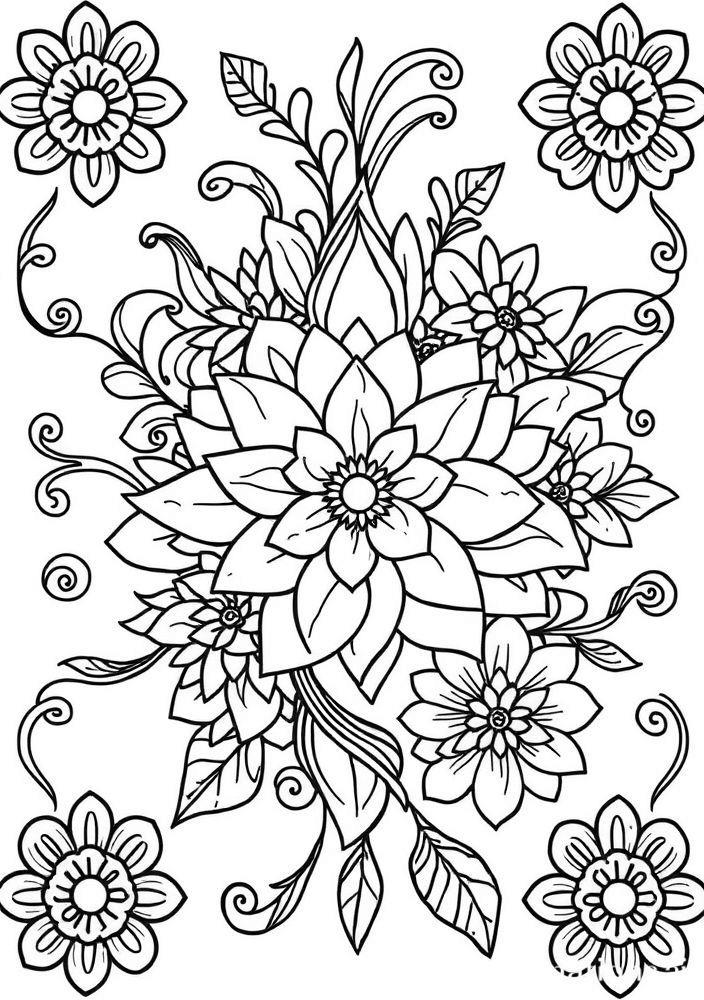 Desenho de Flores Abstratas para colorir