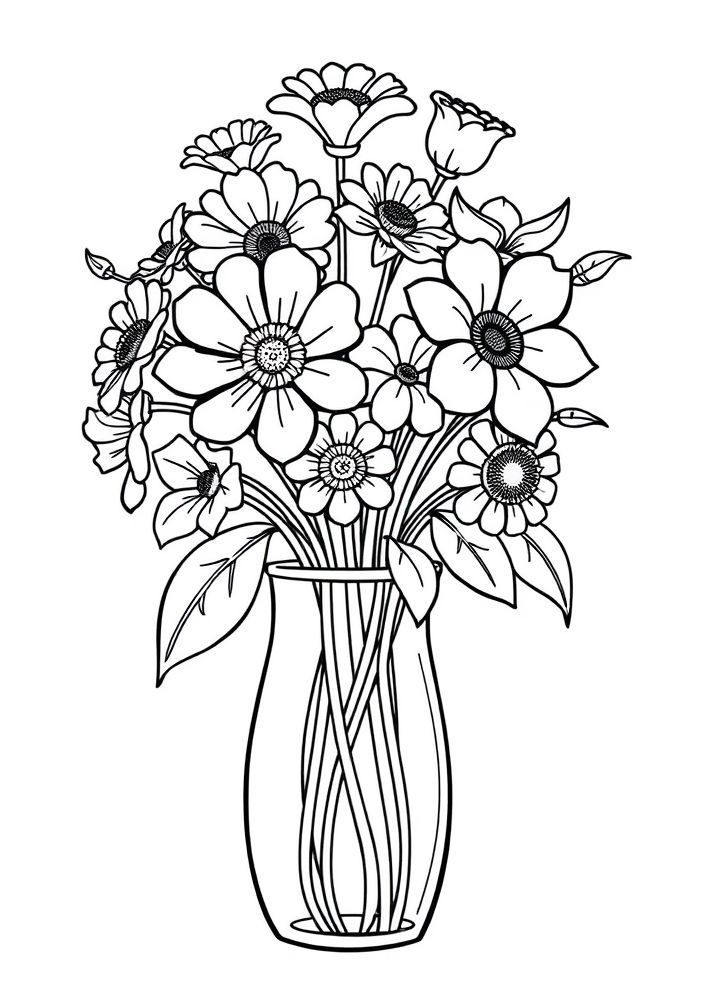 Desenho de Flores Divertidas para colorir