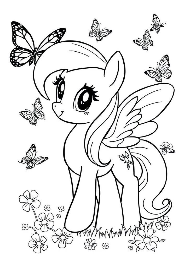 Desenho de Fluttershy com Borboletas para colorir