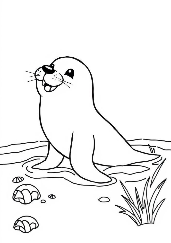Desenho de Foca Brincalhona para Colorir