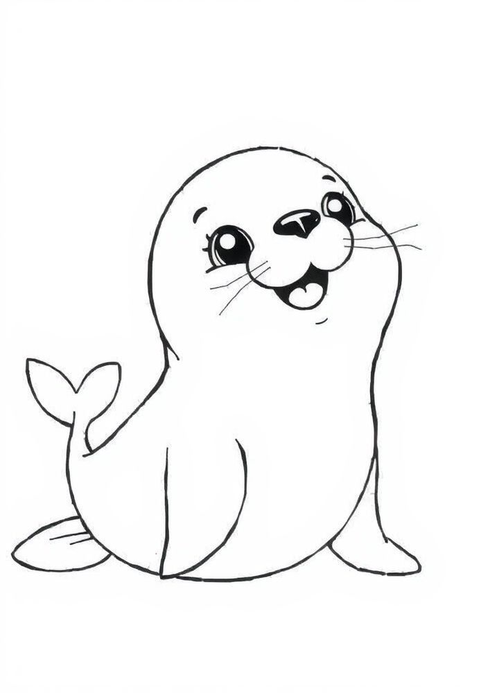 Desenho de Foca Brincando para Colorir