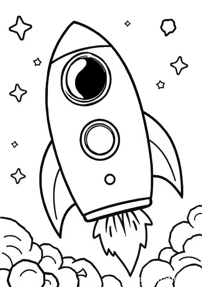 Desenho de Foguete Kawaii para colorir