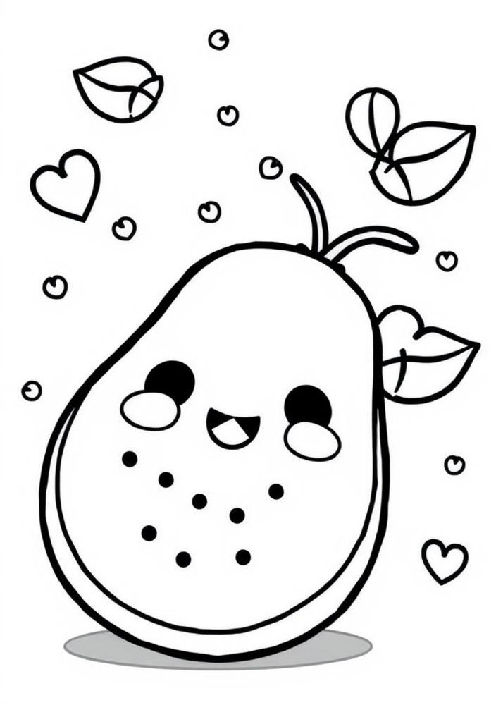 Desenho de Fruta Kawaii para colorir