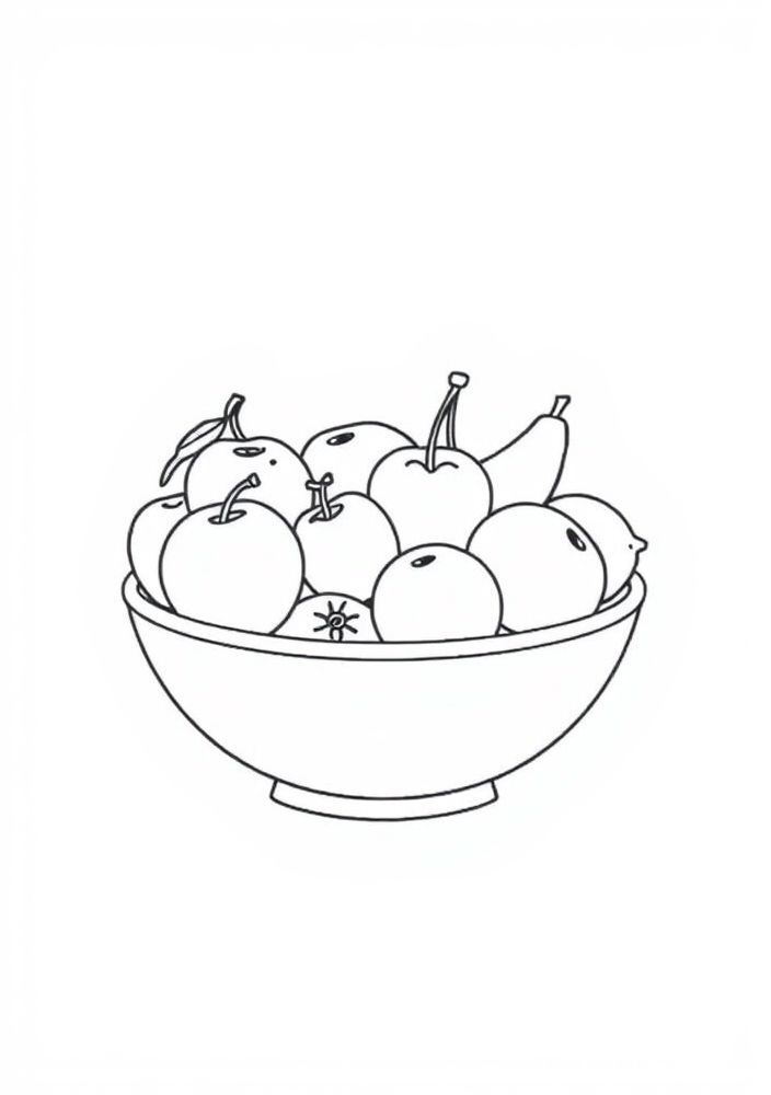 Desenho de Fruta em Uma Refeição para Colorir