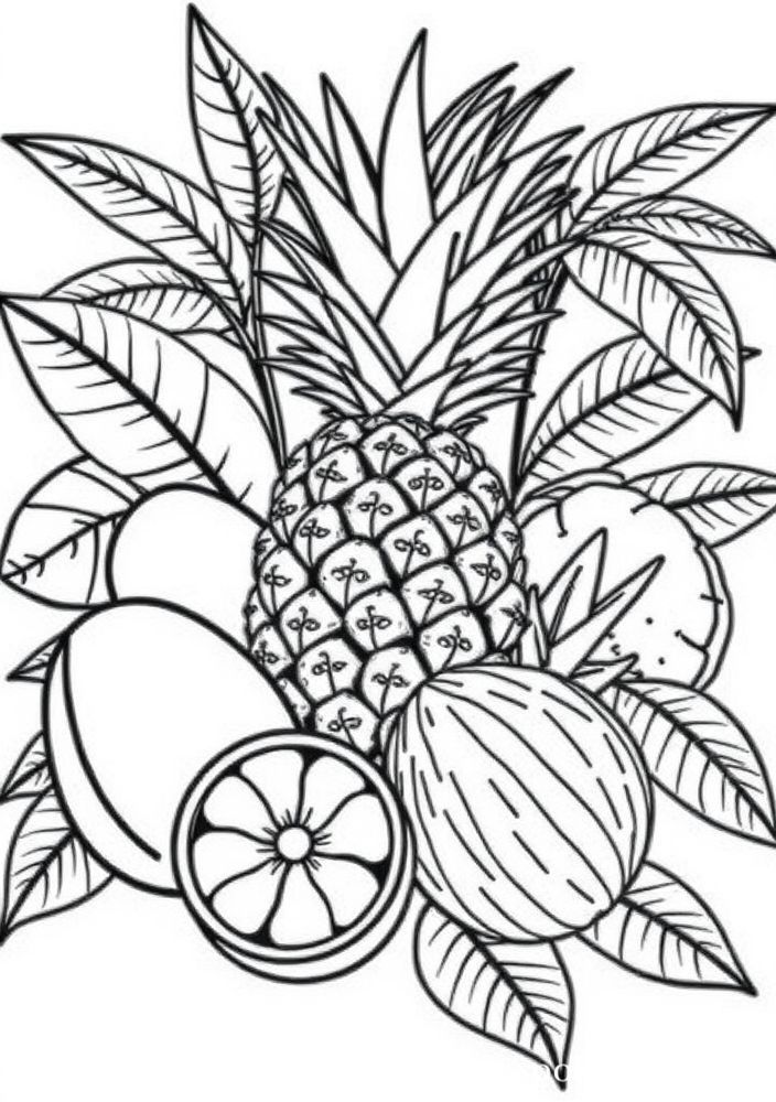 Desenho de Frutas tropicais para colorir