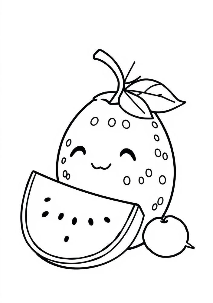 Desenho de Frutinha Kawaii para colorir