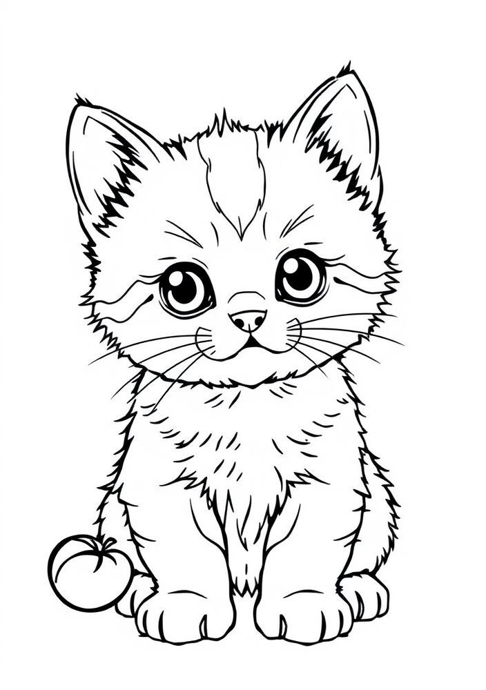 Desenho de Gatinho Kawaii para colorir