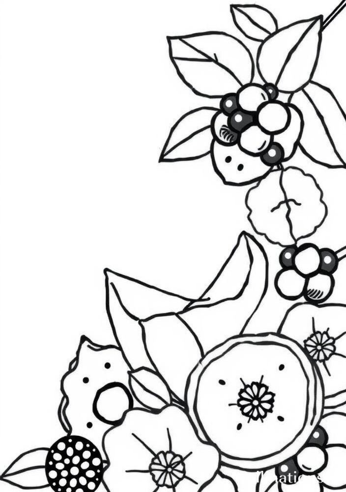 Desenho de Gelato com Frutas para colorir