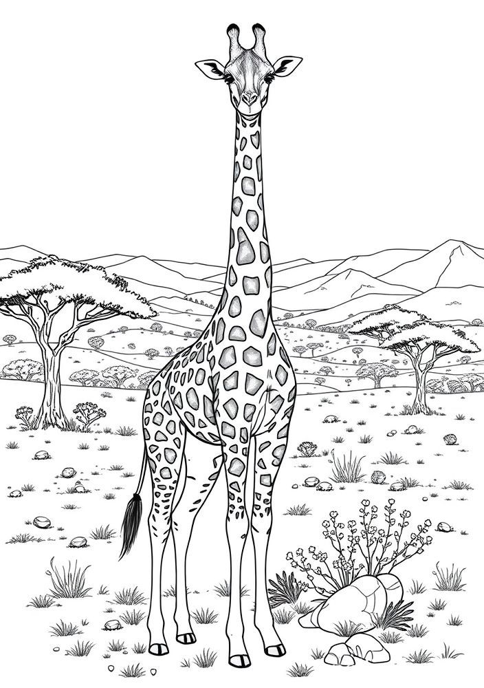 Desenho de Girafa com Pintinhas para Colorir