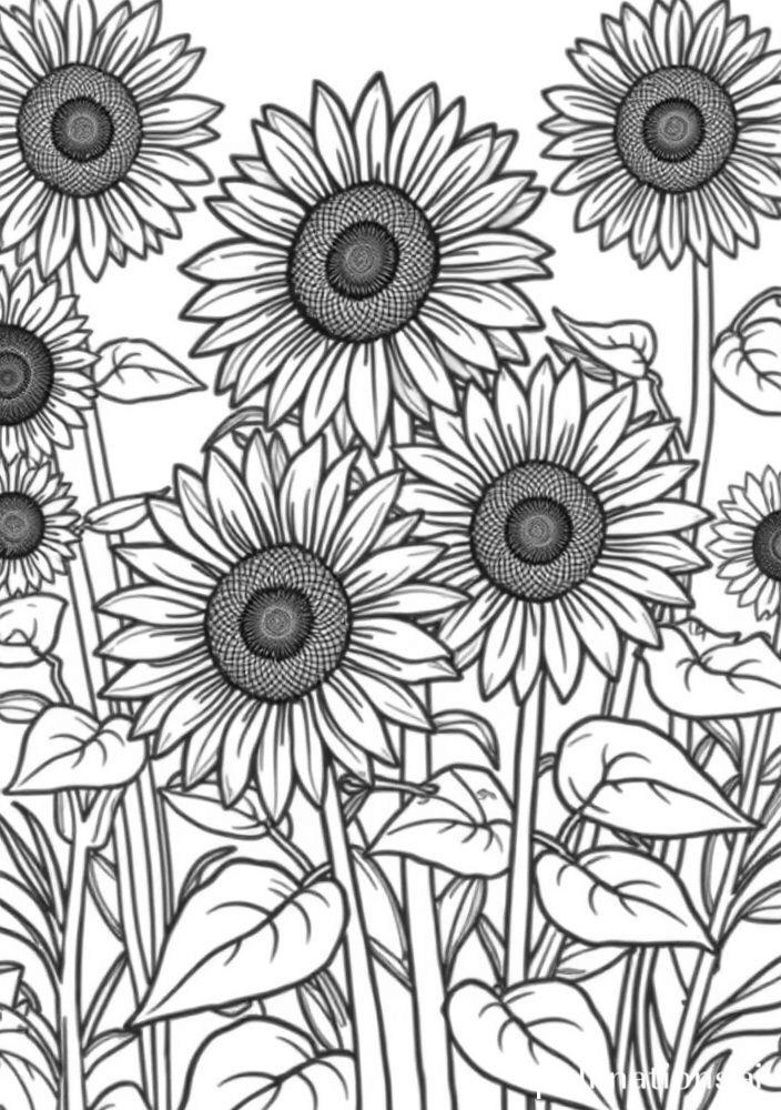 Desenho de Girassóis para Colorir