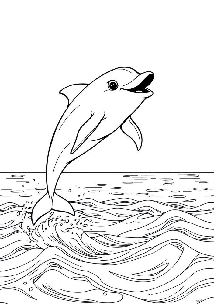 Desenho de Golfinho Alegre para colorir