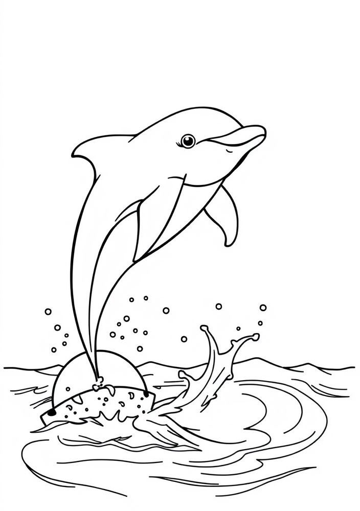 Desenho de Golfinho Saltando para Colorir