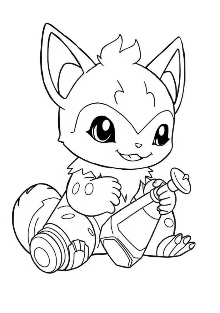 Desenho de Growlithe brincando com um brinquedo para colorir