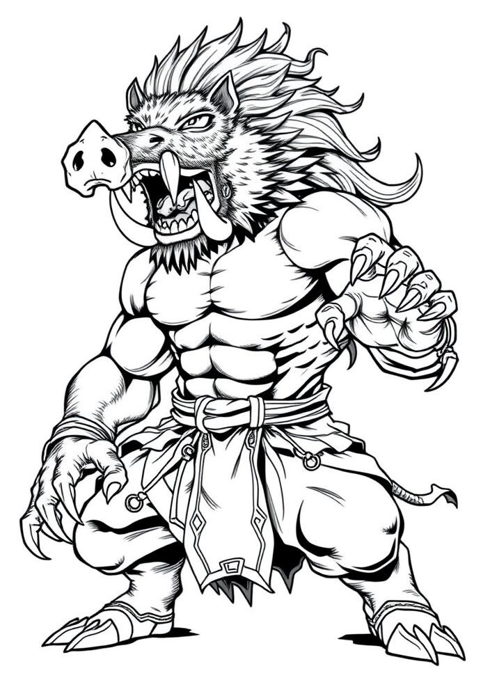 Desenho de Inosuke Hashibira para colorir