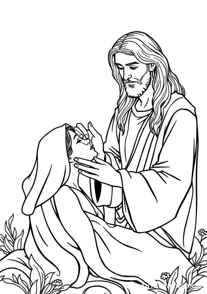 Desenho de Jesus Curando um Enfermo para colorir