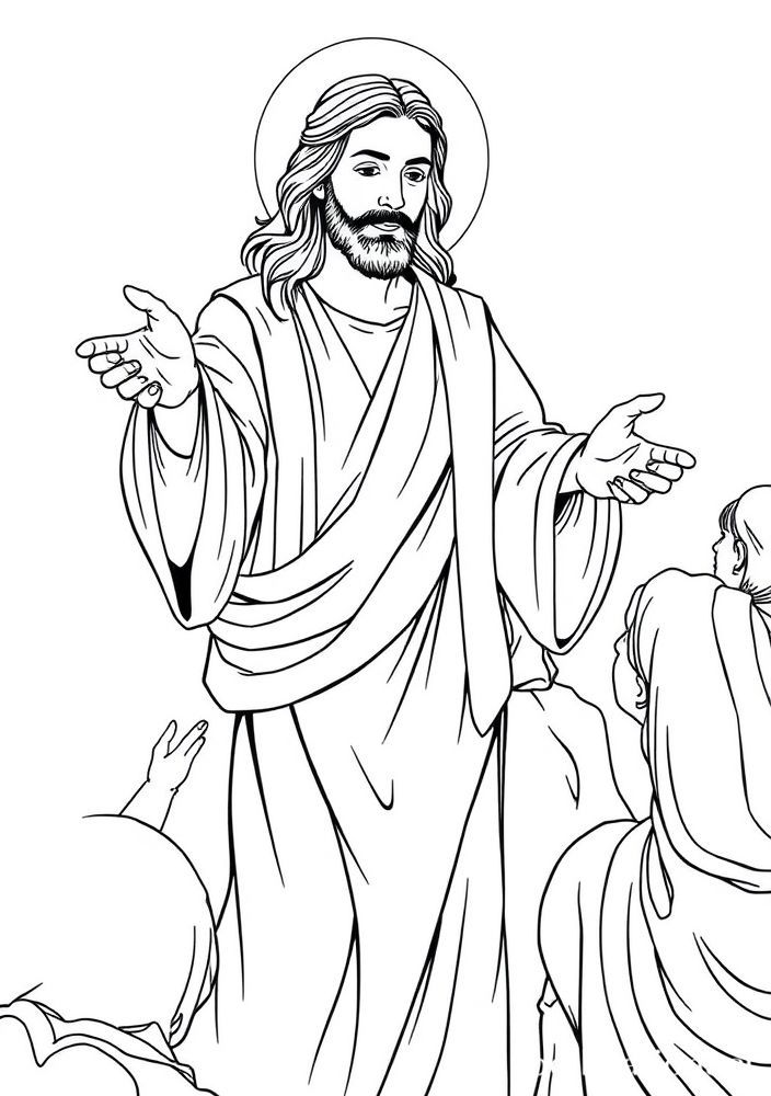 Desenho de Jesus curando enfermos para colorir