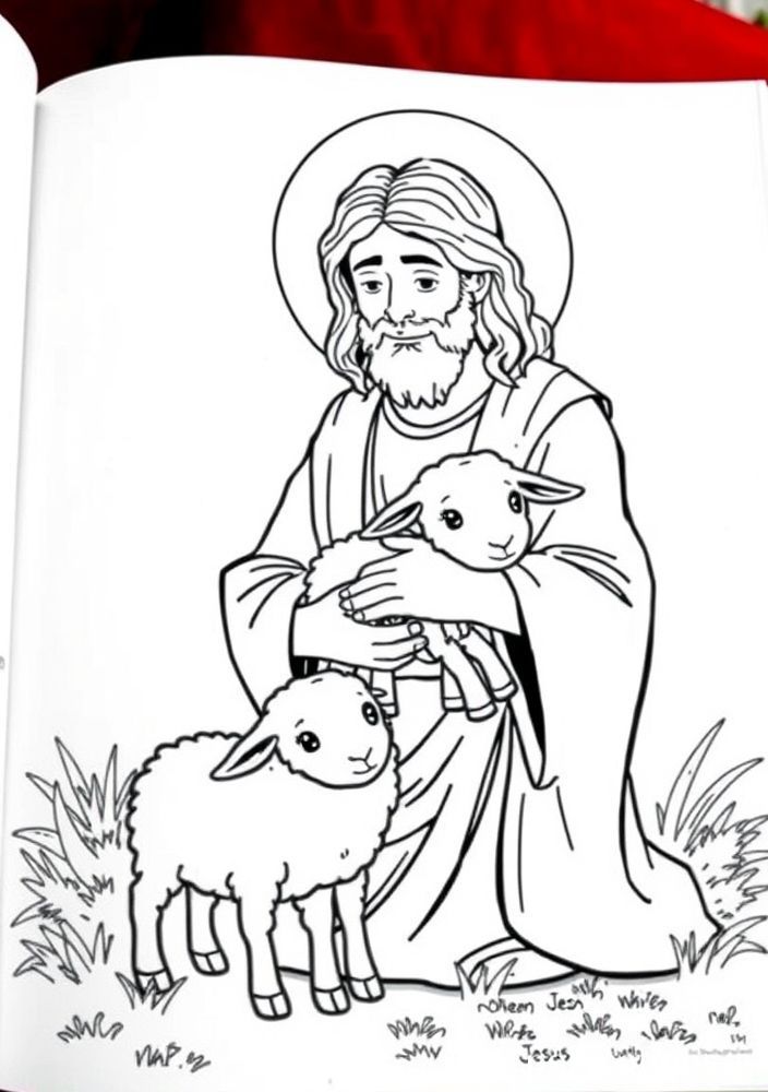 Desenho de Jesus e a Ovelha Perdida para colorir