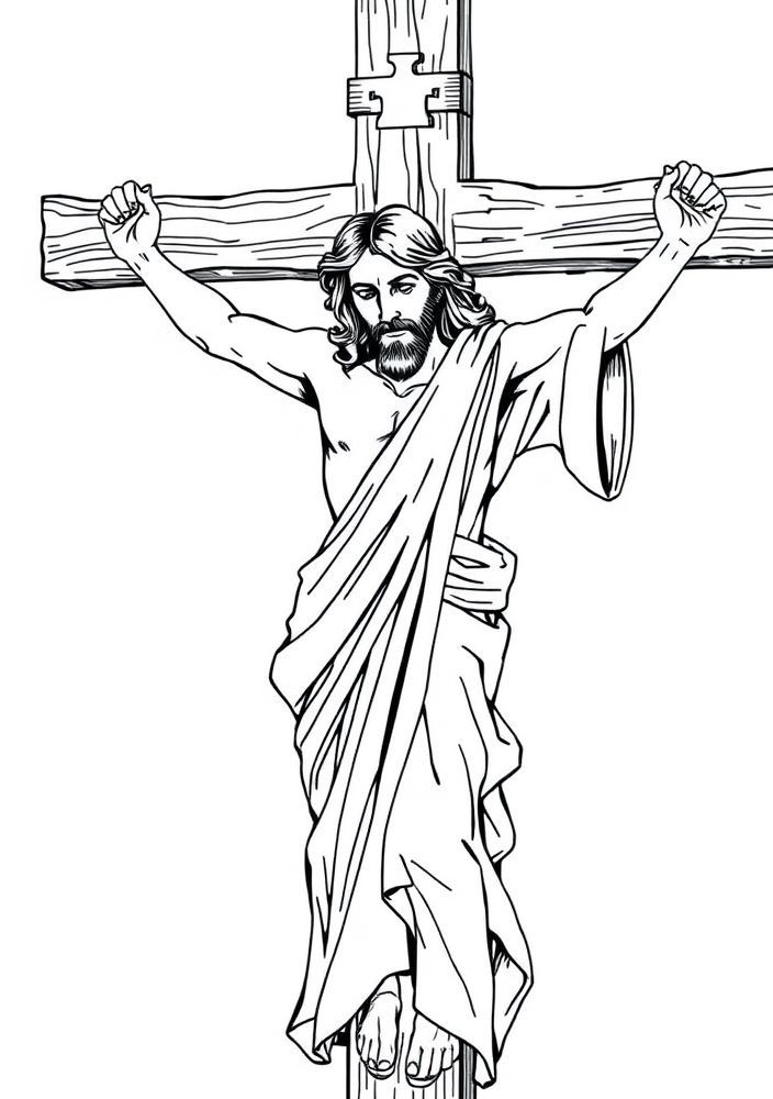 Desenho de Jesus na cruz para colorir