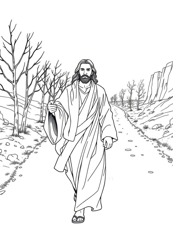 Desenho de Jesus no caminho de Damasco para colorir
