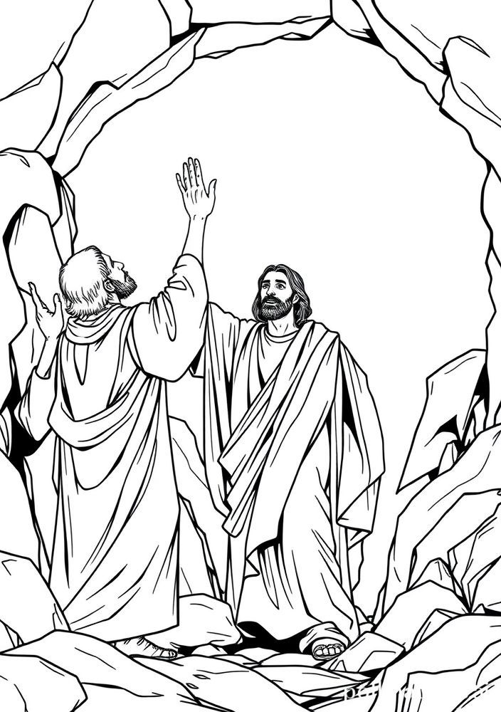 Desenho de Jesus ressuscitando Lázaro para colorir