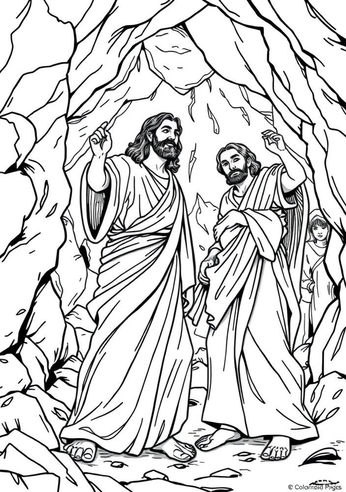 Desenho de Jesus ressuscitando Lázaro para colorir