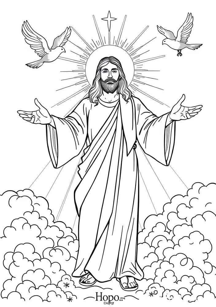 Desenho de Jesus trazendo esperança para colorir
