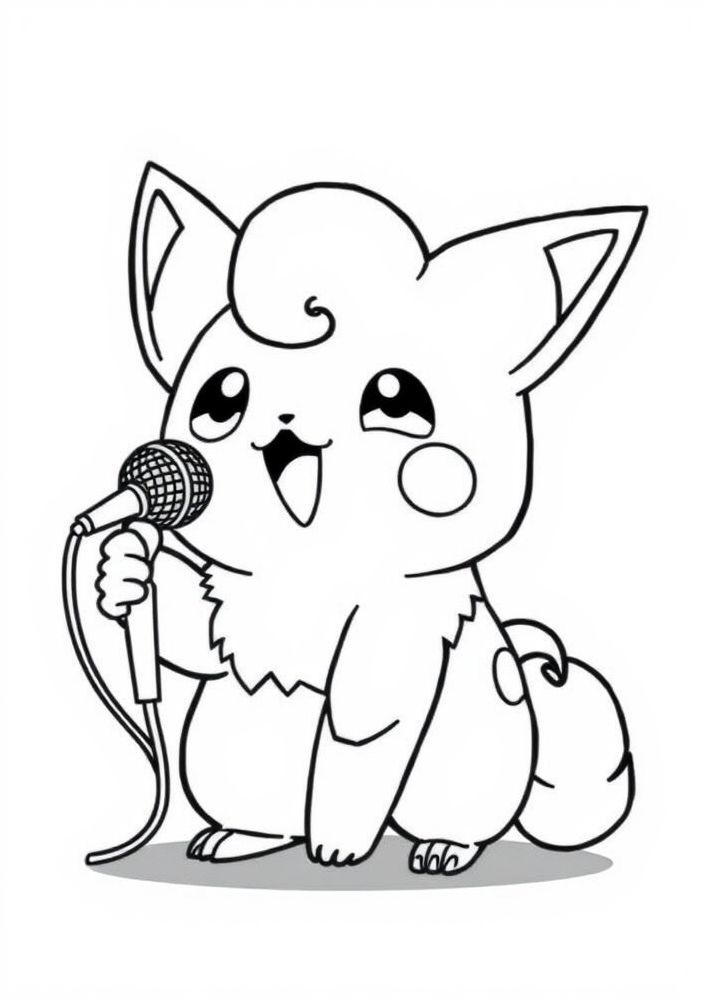 Desenho de Jigglypuff cantando para colorir