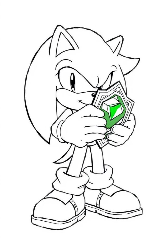 Desenho de Knuckles guardando a Master Emerald para colorir