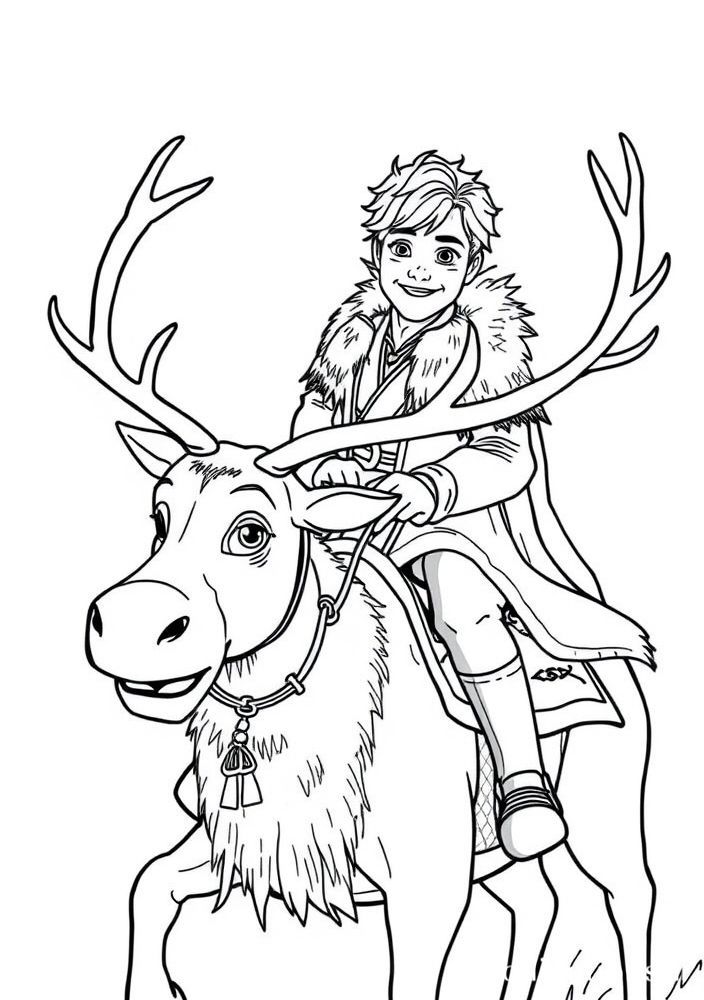 Desenho de Kristoff e Sven para colorir